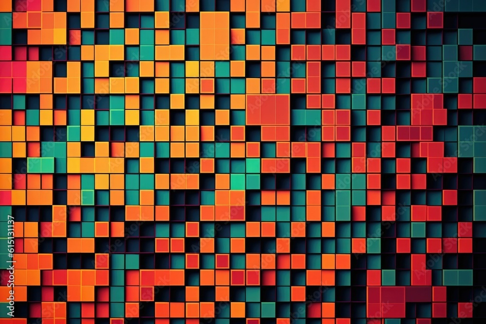 Colorful squared architecture texture abstract block stack ,made with Generative AI