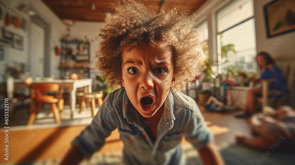 a child is angry and mad and offended or annoyed and stressed or screams and doesn't follow