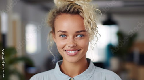 young adult woman, happy an...