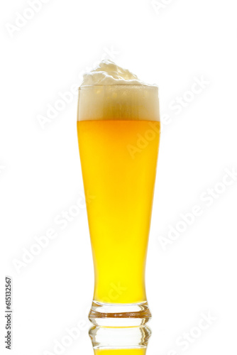 A glass of fresh drafted wheat beer