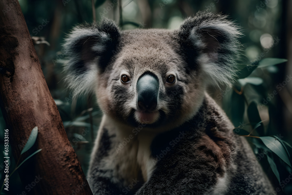 Naklejka premium Koala in temperate forest. Generative AI