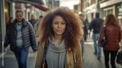young adult woman strolling...
