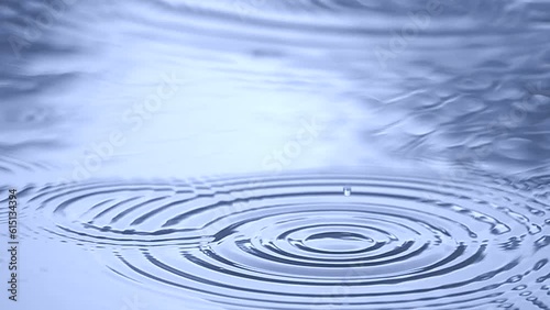 Close-up rain drop dropping in to water slow motion