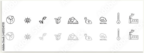 Ecology line icon set. Included icons as eco product, clean energy, renewable power, recycle vector