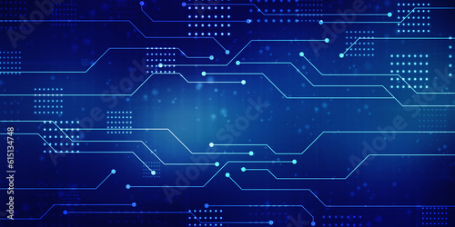 Abstract futuristic circuit board Illustration, Circuit board with various technology elements, Abstract speed technology concept, futuristic digital innovation background
