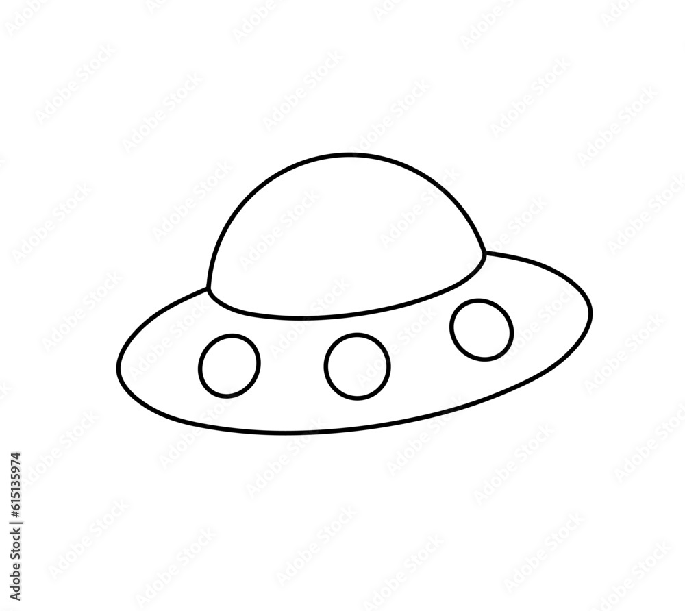 Vector isolated one single simple ufo flying saucer colorless black and white contour line easy drawing Vector isolated one single simple ufo flying saucer colorless black and white contour line easy drawing