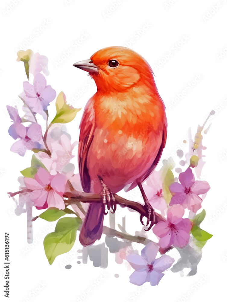 Bird Watercolor Clip art, Watercolor Sublimation Design, Floral Clip art