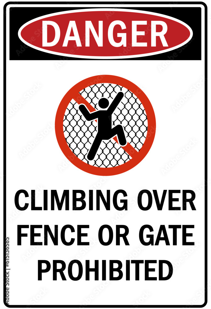 Do not climb warning sign and labels Do not climb warning sign and labels