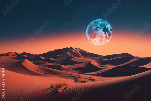 Alien desert landscape, Generative AI illustration