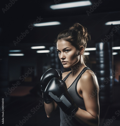 Kick boxing fighter portrait, Generative AI illustration