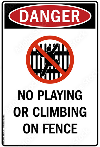 Do not climb warning sign and labels