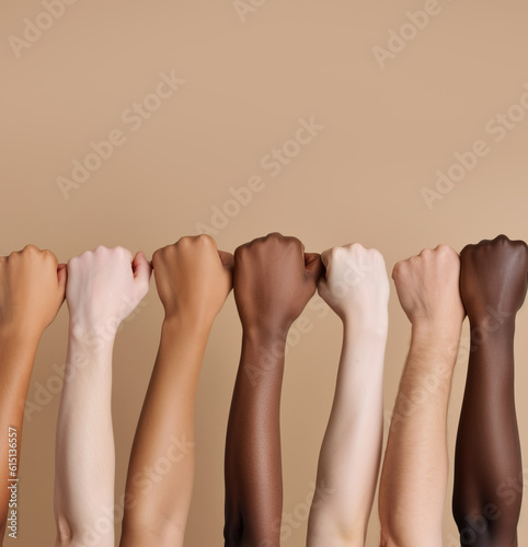 Multi ethnic arms , Generative AI illustration