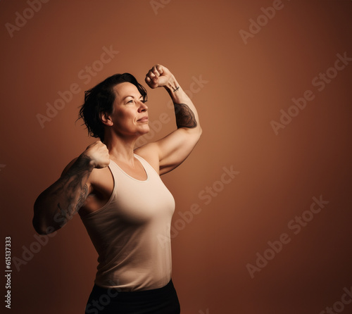 Strong woman portrait, Generative AI illustration