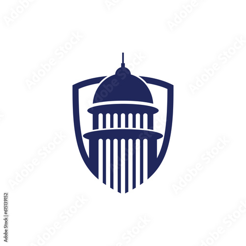 capitol building with shield Logo Template illustration photo