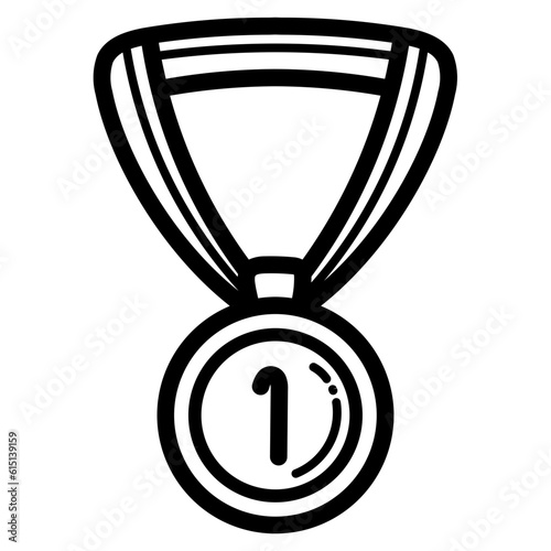 gold medal line icon style