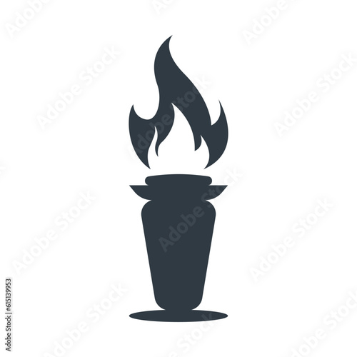 Burning Torch Fire Flame with Pillar column logo