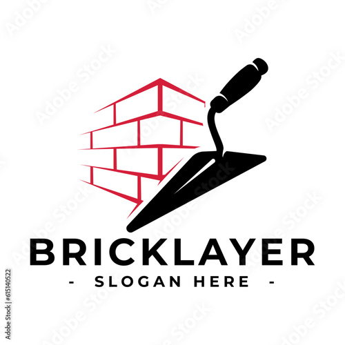 Masonry logo design template. Bricklayer logo vector. Construction logo