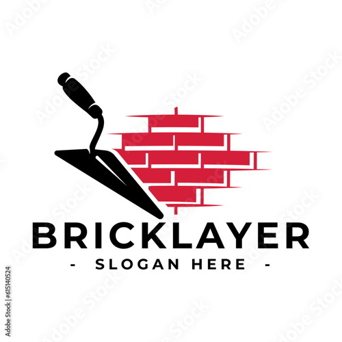 Masonry logo design template. Bricklayer logo vector. Construction logo