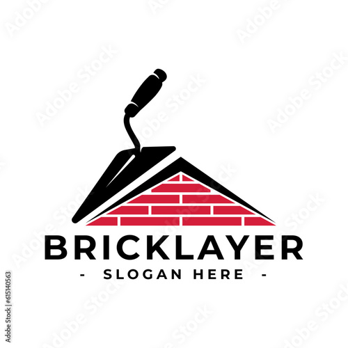 Masonry logo design template. Bricklayer logo vector. Construction logo