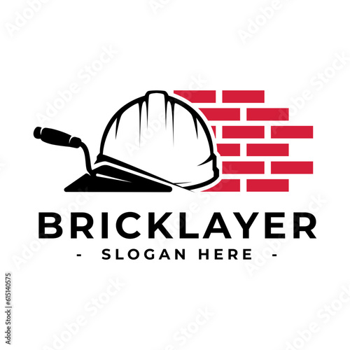 Masonry logo design template. Bricklayer logo vector. Construction logo