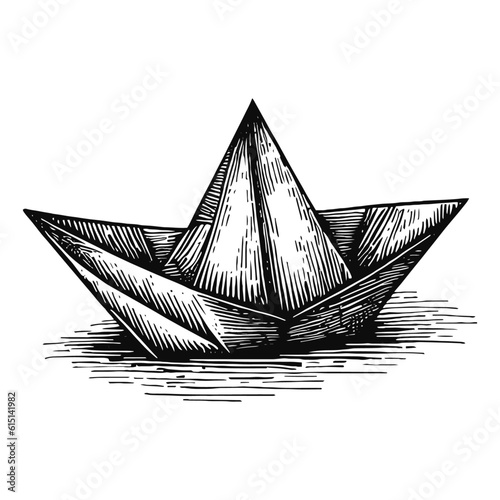 boat origami, ship sketch