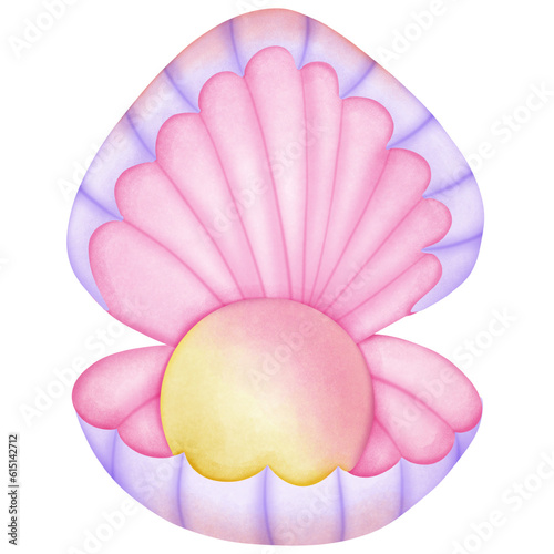 Single pink purple pearl shell illustration