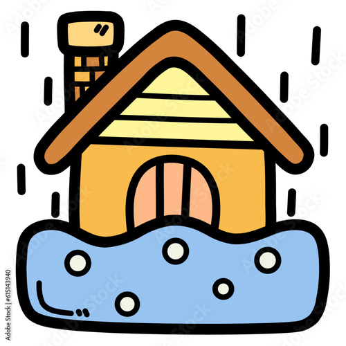 flood filled outline icon style