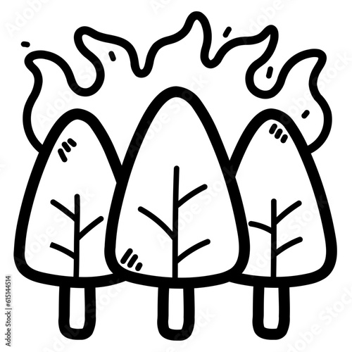 wild fire line icon style