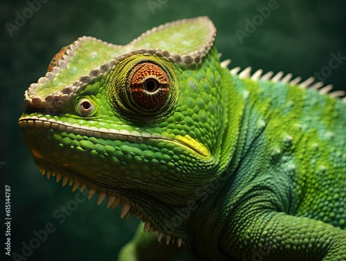 Vibrant Green Chameleon - AI Generated