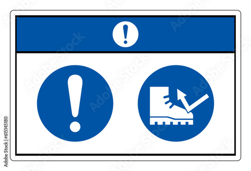 Notice Use Steel Toe Shoes Symbol Sign ,Vector Illustration, Isolate On White Background Label. EPS10