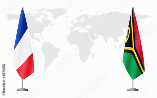 France and Vanuatu flags for official meeting