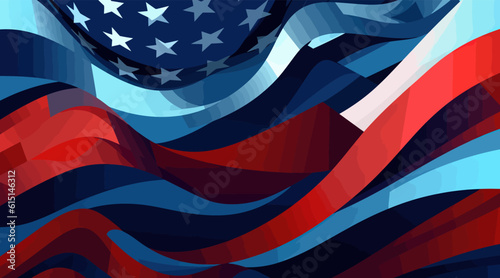 Abstract flat background with USA flag. Vector illustration