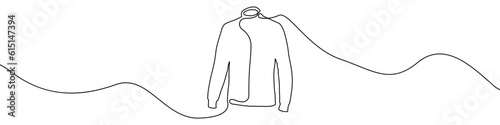 Cardigan icon line continuous drawing vector. One line A fairytale jacket icon vector background. Sweater icon. Continuous outline of a Clothes icon.