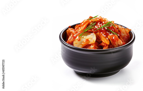 Delicious Bowl of Kimchi Isolated on a White Background.