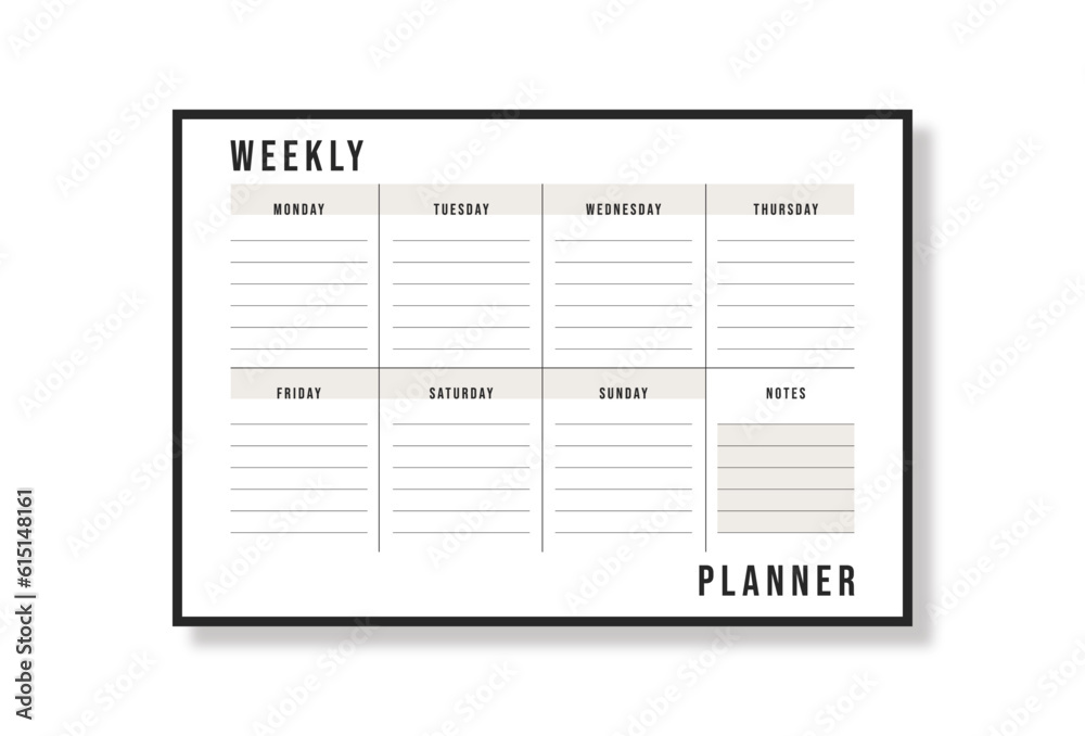 Weekly planner, bullet journal planner template, vector illustration Weekly planner, bullet journal planner template, vector illustration