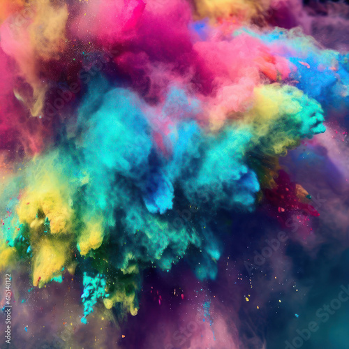 colourful explosion for Happy Holi festival.Generative AI