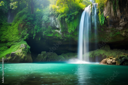 Generative AI. beautiful waterfall scenery background