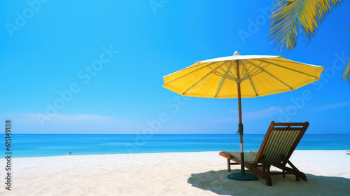 Seaside Bliss  Relaxing Under the Umbrella. Generative AI