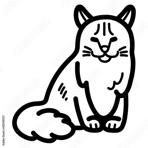 maine coon cat line icon style