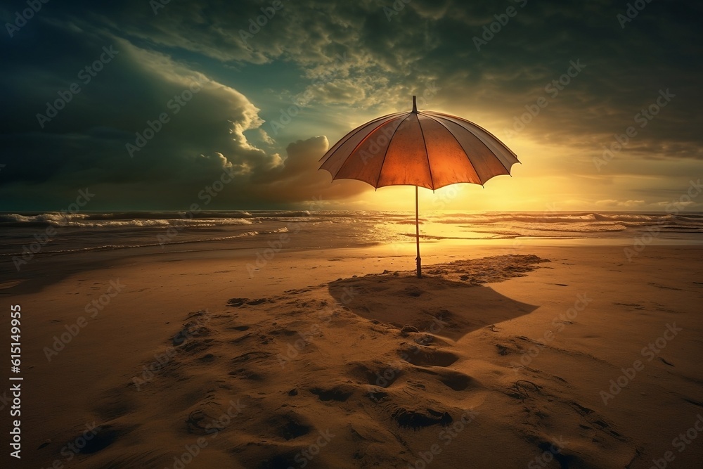 Einsame Ruhe: Sonnenschirm am verlassenen Strand