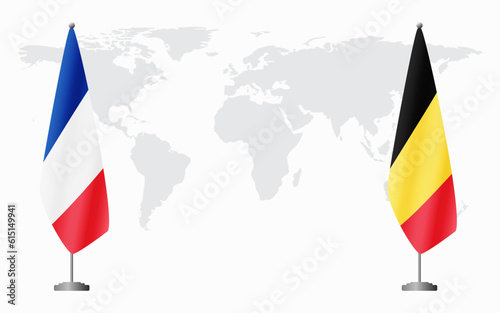 France and Belgium flags for official meeting