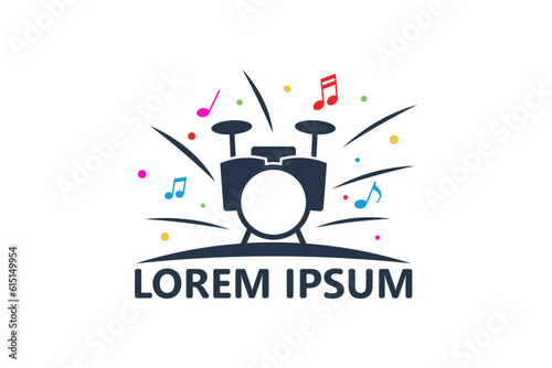 Drum music logo template design vector