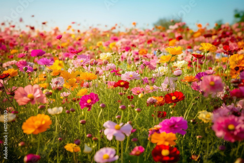 Generative AI. flower meadow background