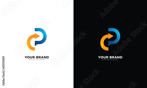 Logo letter p technology, vector graphic design