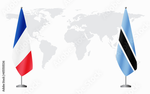 France and Botswana flags for official meeting