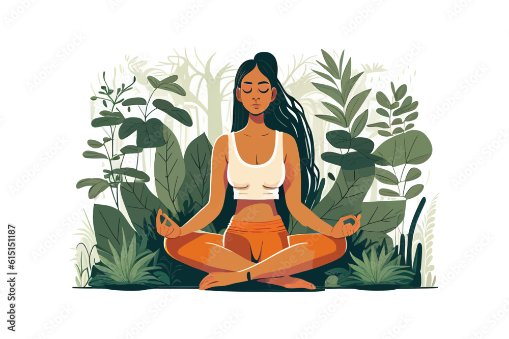 Yoga Girl is engaged in yoga. Vector illustration desing.