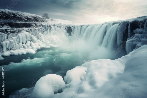 frozen waterfall scenic background