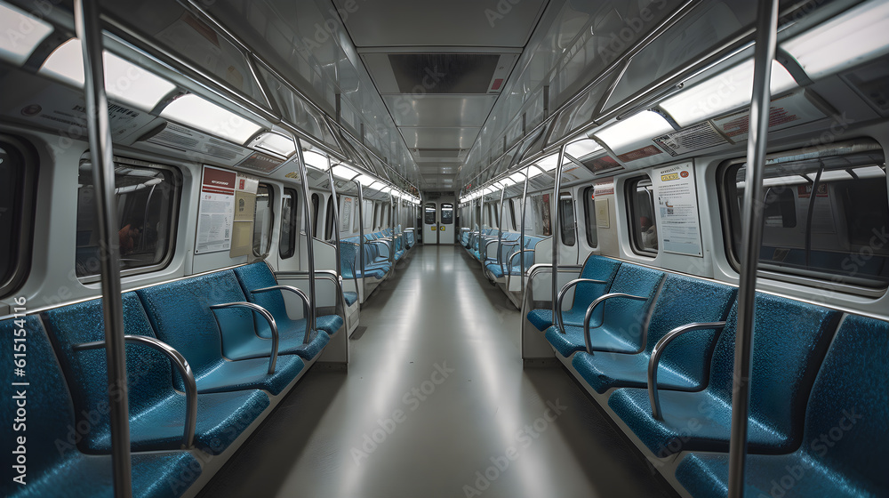 Fototapeta premium interior mrt train ,commuter line interior ,generative ai