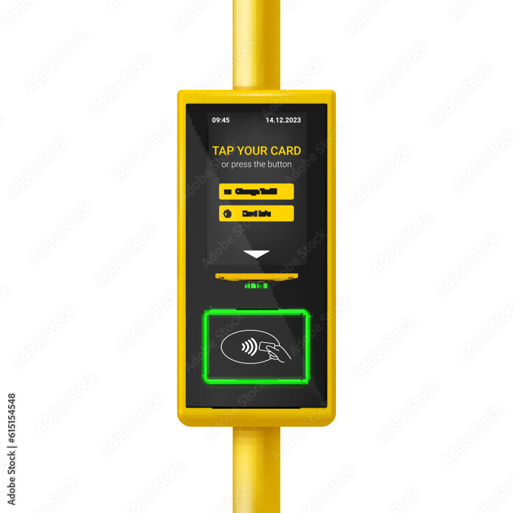 Electronic validator for contactless wireless digital payment via card mobile phone realistic vector