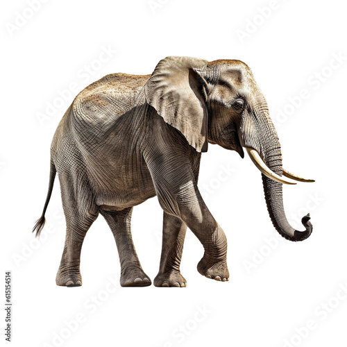 Side view at elephant walking on transparent background